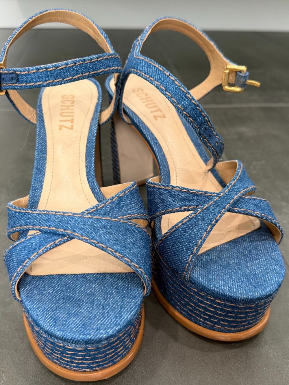 SCHUTZ dark Denim Shoes in size 6 High Heels